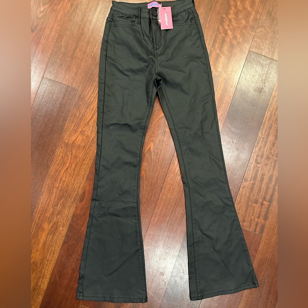 Edikted bootcut coated pants in size medium black, new with tags